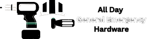 All Day General Emergency Hardware logo footer